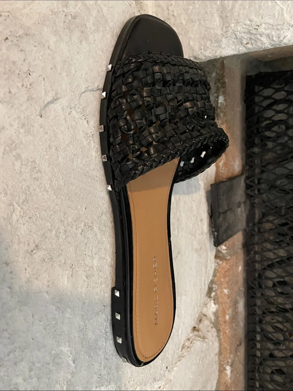 Marc Fisher Black Braided Slide Mules